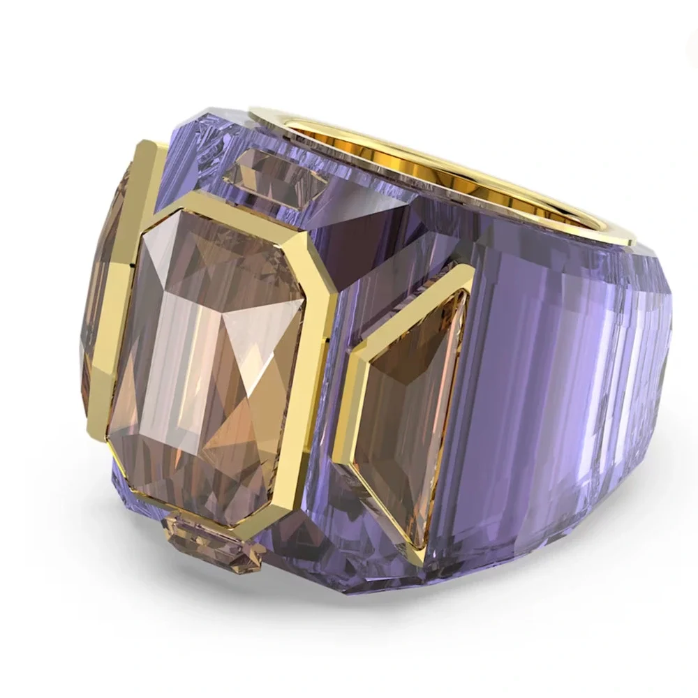 Swarovski Chroma cocktail ring Purple, Gold-tone plated Eur 52 / 6 USA